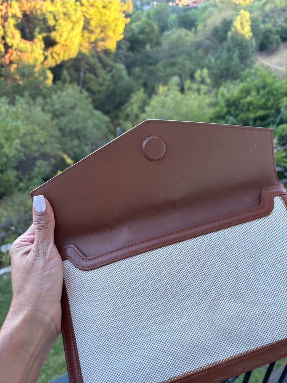 Saint Laurent Beige and Brick Brown Envelope Clutch with Gold YSL - Picture 8 of 8